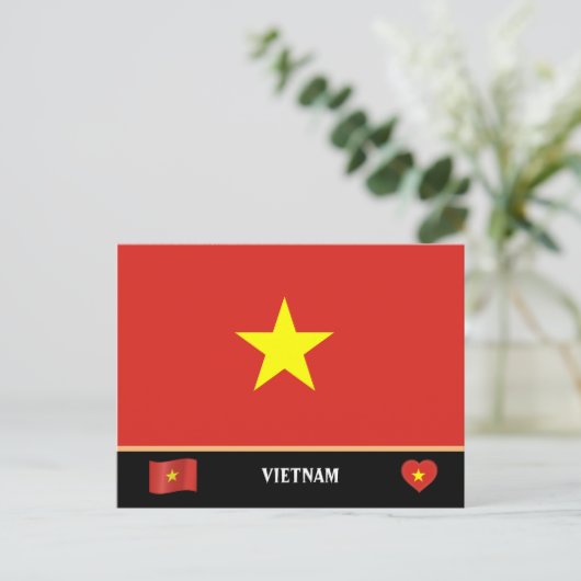 Vlag van Vietnam & reis naar het land Vietnam Briefkaart (Staand voorkant)