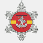 Vlag van Vilnius, Litouwen Snowflake Pewter Christ Tin Sneeuwvlok Ornament (Voorkant)
