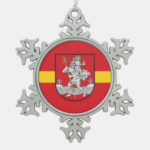 Vlag van Vilnius, Litouwen Snowflake Pewter Christ Tin Sneeuwvlok Ornament