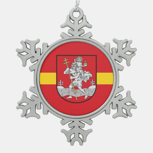 Vlag van Vilnius, Litouwen Snowflake Pewter Christ Tin Sneeuwvlok Ornament (Voorkant)