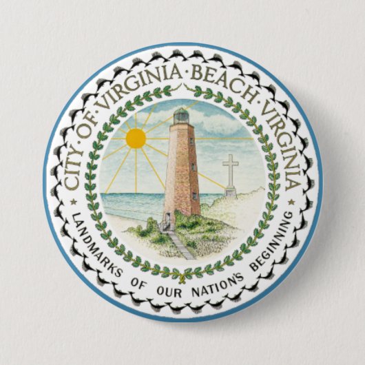 Vlag van Virginia Beach, Virginia Ronde Button 7,6 Cm (Voorkant)