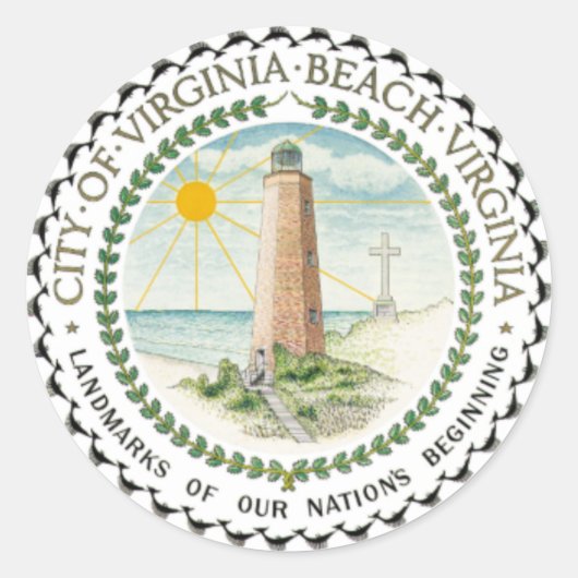 Vlag van Virginia Beach, Virginia Ronde Sticker (Voorkant)