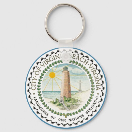 Vlag van Virginia Beach, Virginia Sleutelhanger (Voorkant)