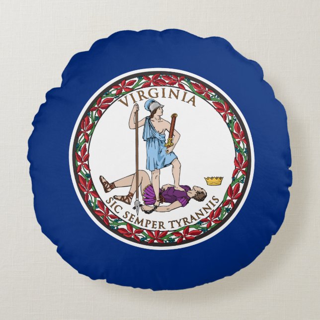 Vlag van Virginia Rond Kussen (Voorkant)