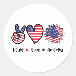 Vlag van Vrede Liefde Amerika Patriotisme Ronde Sticker