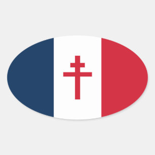 Vlag van Vrij Frankrijk Ovale Sticker