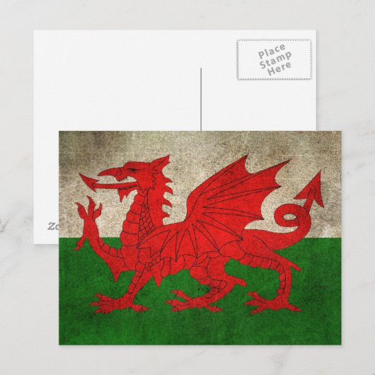  vlag van Wales Briefkaart (Voorkant / Achterkant)
