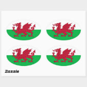 Vlag van Wales (Cymru) Ovale Sticker (Vel)