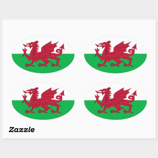 Vlag van Wales (Cymru) Ovale Sticker (Vel)