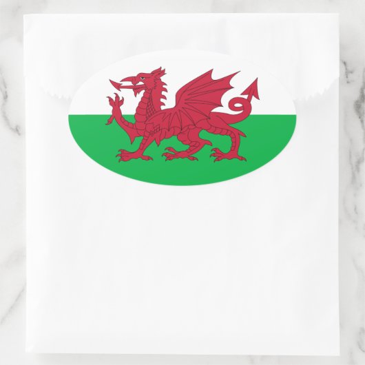 Vlag van Wales (Cymru) Ovale Sticker (Tas)