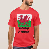 Vlag van Wales en welsh text Hen Wlad Fy Nhadau T-shirt (Voorkant)