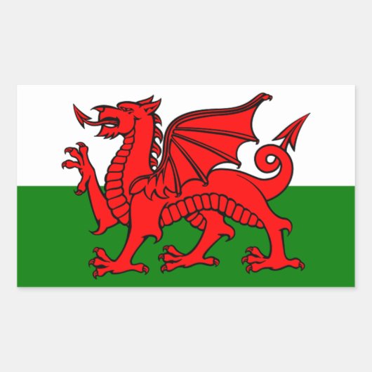 Vlag van Wales Rechthoekige Sticker (Voorkant)