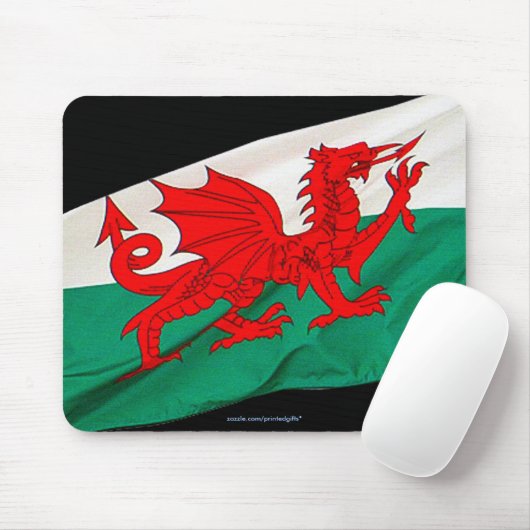 Vlag van Wales Red Dragon Patriotic World Muismat (Met muis)