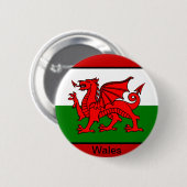 Vlag van Wales Ronde Button 5,7 Cm (Voorkant /achterkant)