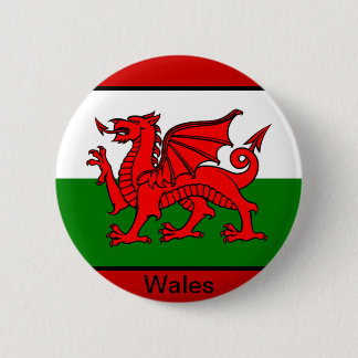 Vlag van Wales Ronde Button 5,7 Cm