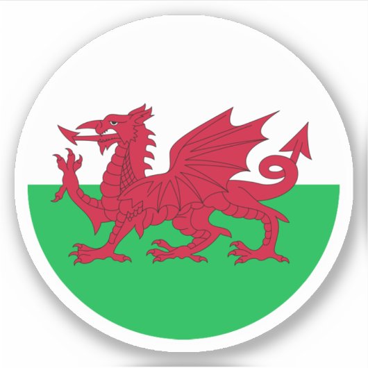 Vlag van Wales Ronde Sticker (Voorkant)
