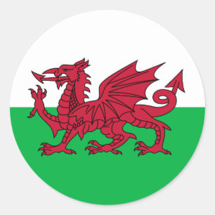 Vlag van Wales Ronde Sticker