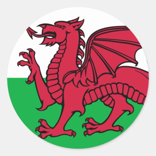 Vlag van Wales Ronde Sticker (Voorkant)