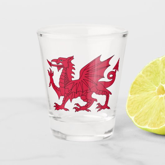 Vlag van Wales Shot Glas (Voorkant)