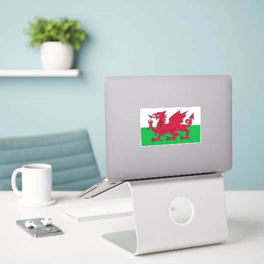 Vlag van Wales Sticker (Laptop op bureau)