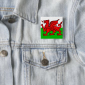 Vlag van Wales Vierkante Button 5,1 Cm (In situ)