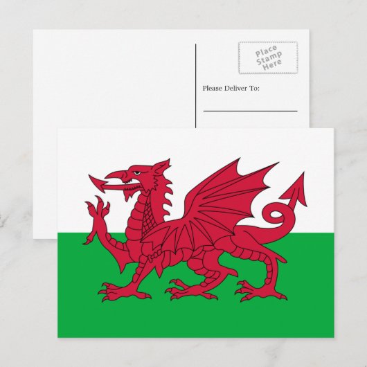 Vlag van Wales Vlag van Wales Briefkaart (Voorkant / Achterkant)