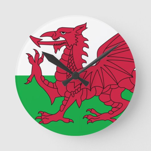Vlag van Wales Wall Clock Ronde Klok (Voorkant)