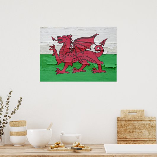 Vlag van Wales Weathered Poster (Keuken)