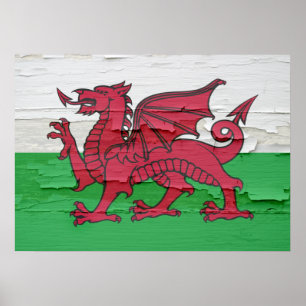 Vlag van Wales Weathered Poster