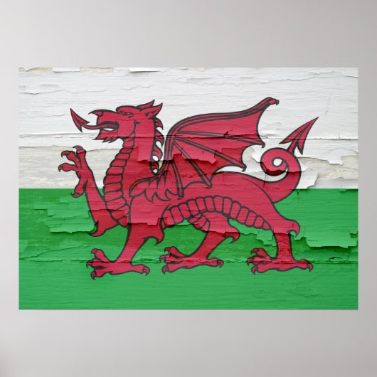 Vlag van Wales Weathered Poster (Voorkant)