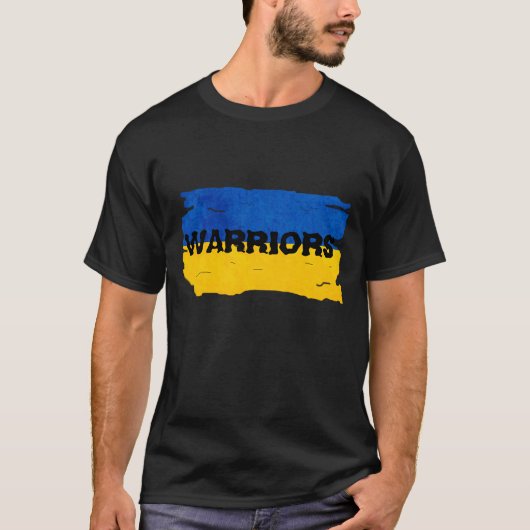 Vlag van Warriors Blue en Yellow Ukraine T-shirt (Voorkant)