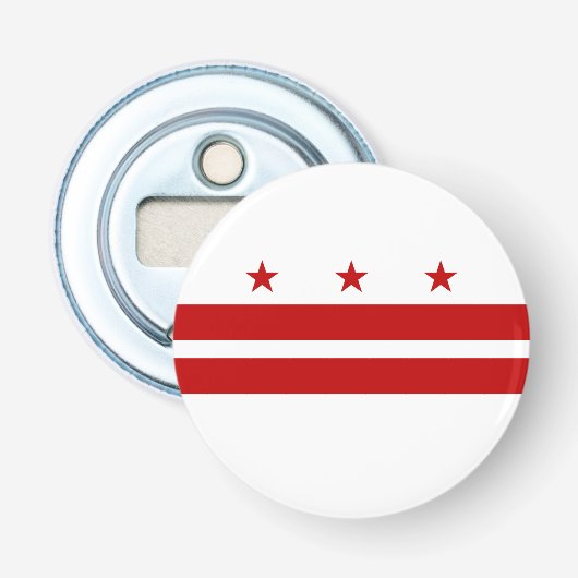 Vlag van Washington DC Button Flesopener (Voorkant)