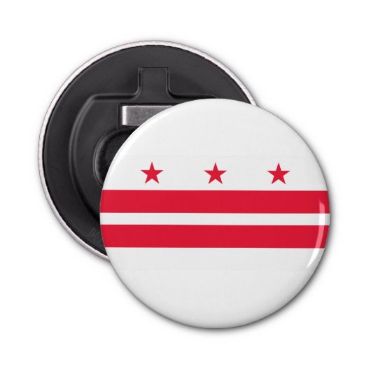 vlag van Washington DC Button Flesopener (Voorkant)