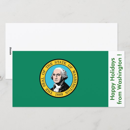 Vlag van Washington, Prettige Feestdagen vanuit de Feestdagenkaart (Voorkant / Achterkant)