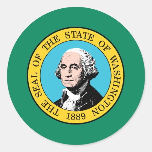 Vlag van Washington Ronde Sticker (Voorkant)