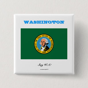 vlag van WASHINGTON Vierkante Button 5,1 Cm