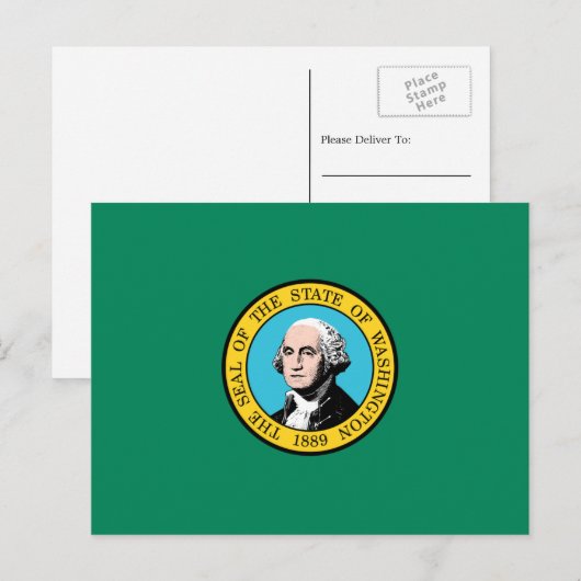 Vlag van Washington, Vlag van Washington Briefkaart (Voorkant / Achterkant)