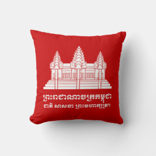 Vlag van Wat van Angkor de Cambodjaanse/Khmer met Kussen