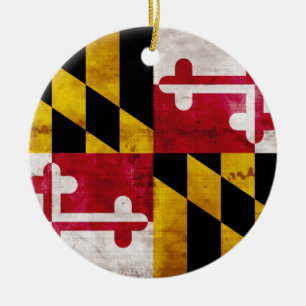 Vlag van Weathered Maryland Keramisch Ornament