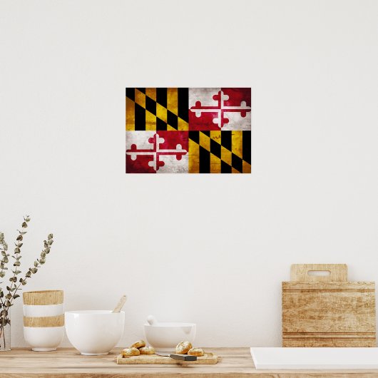 Vlag van Weathered Maryland Poster (Keuken)