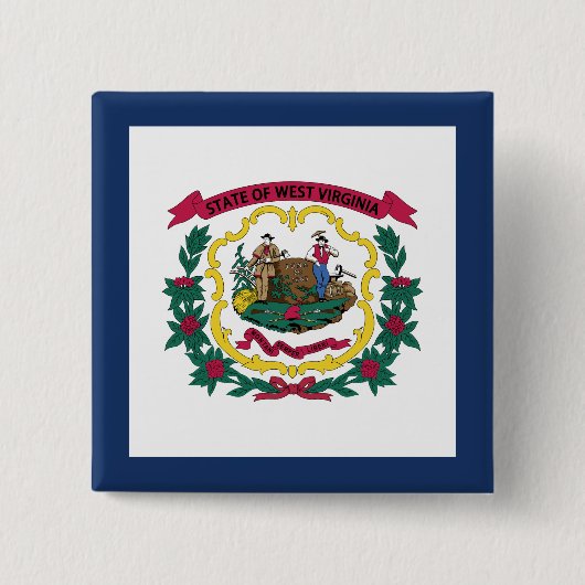 Vlag van West Virginia Vierkante Button 5,1 Cm (Voorkant)