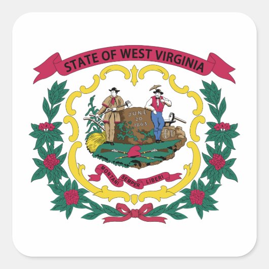 Vlag van West Virginia Vierkante Sticker (Voorkant)