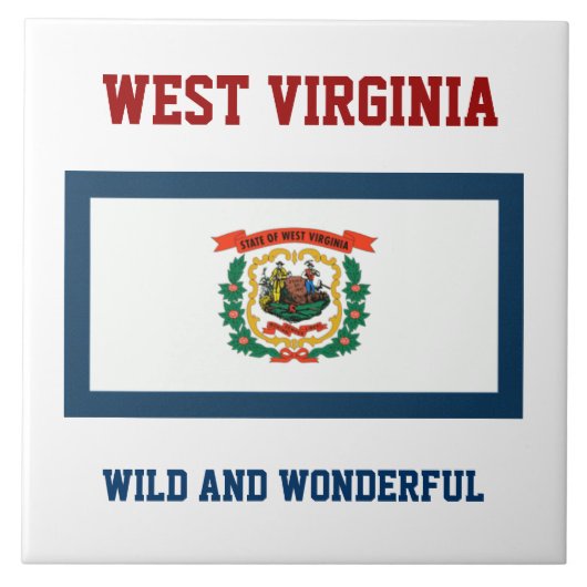 vlag van West-Virginia, voorzien van een etiket Tegeltje (Voorkant)