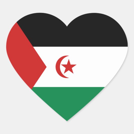 Vlag van Westelijke Sahara Hartsticker Hart Sticker (Voorkant)