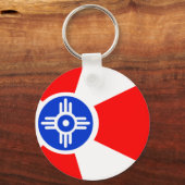 Vlag van Wichita Kansas Sleutelhanger (Voorkant)