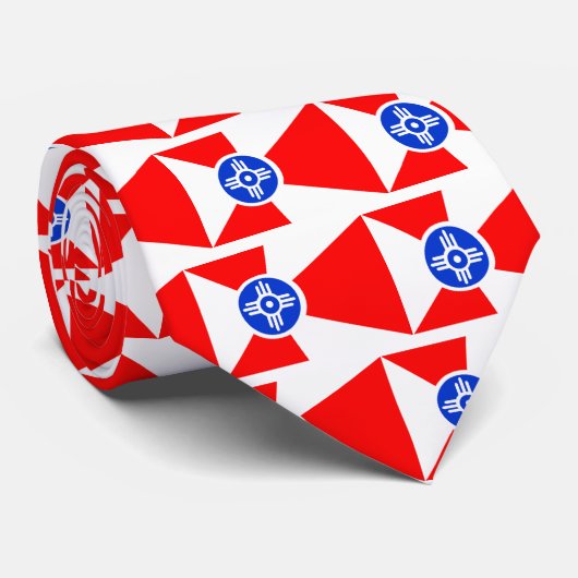 Vlag van Wichita Kansas Stropdas (Opgerold)