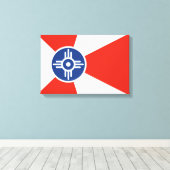 Vlag van Wichita (Kansas, Verenigde Staten) Canvas Afdruk (Insitu (Houten vloer))