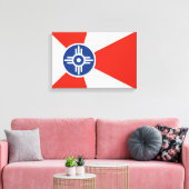 Vlag van Wichita (Kansas, Verenigde Staten) Canvas Afdruk (Insitu (Woonkamer))