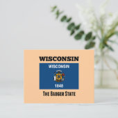 Vlag van Wisconsin, de deelstaat Badger Briefkaart (Staand voorkant)