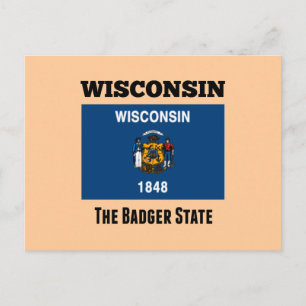 Vlag van Wisconsin, de deelstaat Badger Briefkaart
